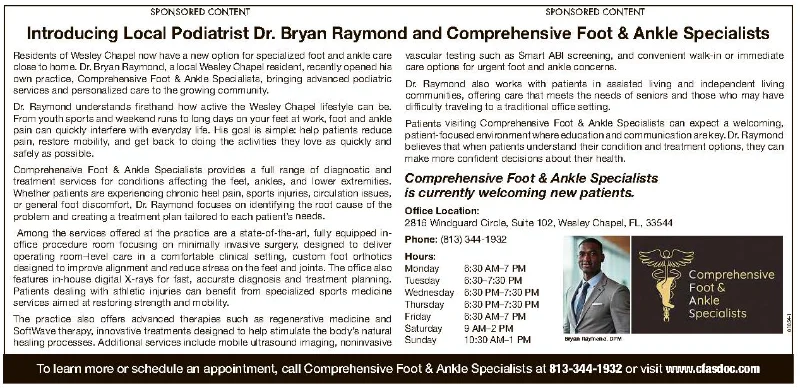 Introducing Local Podiatrist Dr. Bryan Raymond and Comprehensive Foot & Ankle Specialists